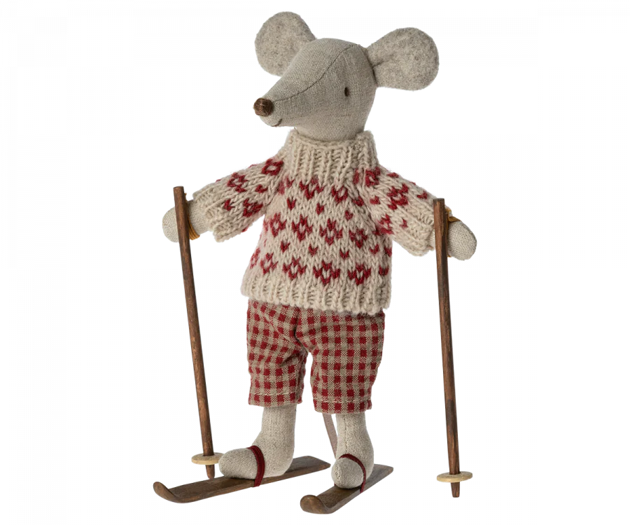 Maileg Winter Mouse with Ski Set Mum