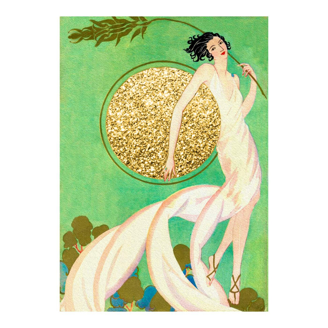 Hand Glittered Golden Globe Greeting Card