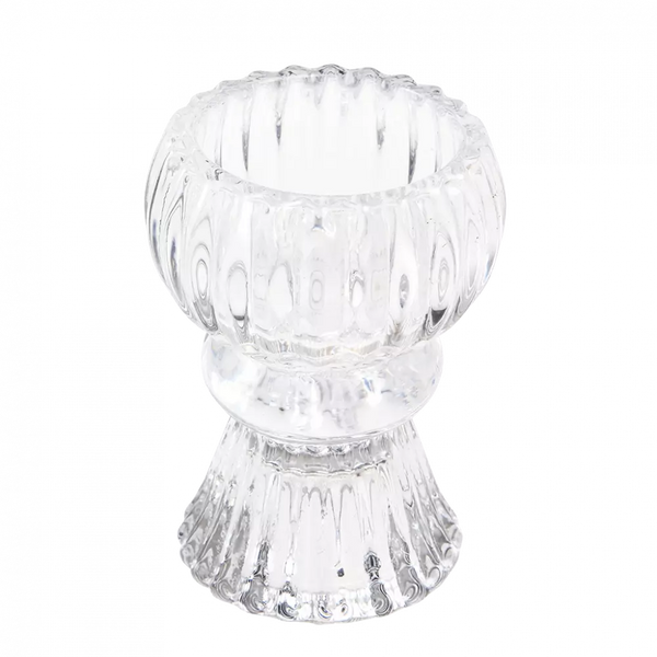 Double Ended Glass Candle Holder Clear