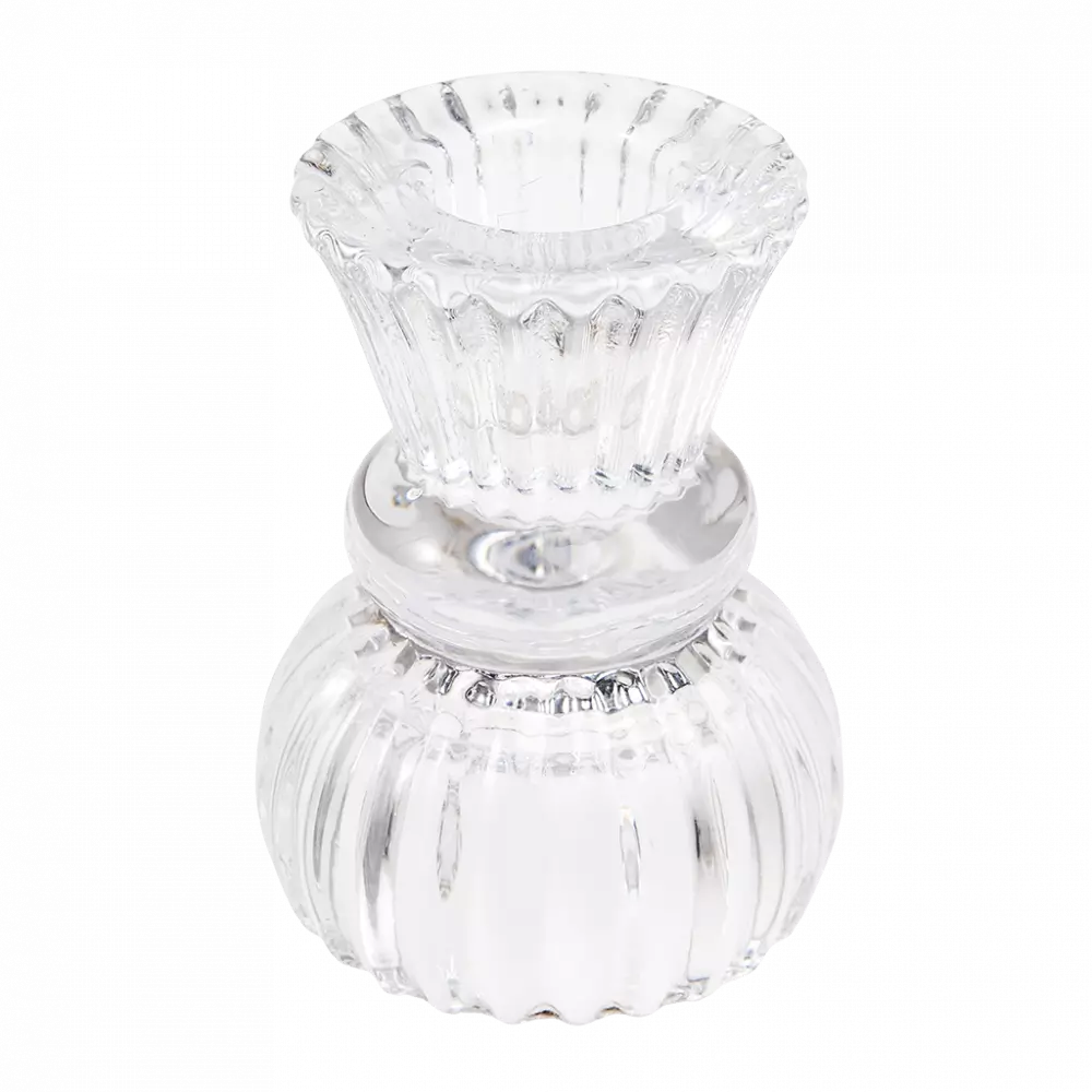 Double Ended Glass Candle Holder Clear