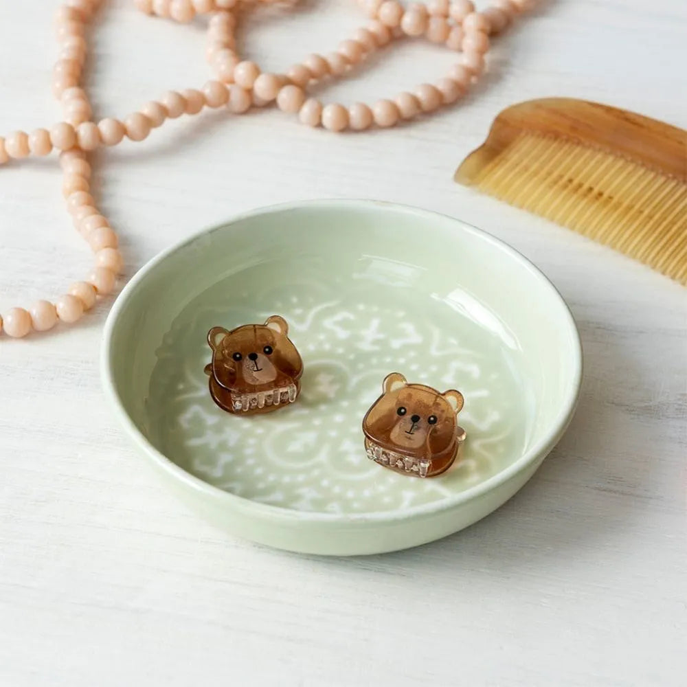 Mini Hair Claw Clips - Brown bears