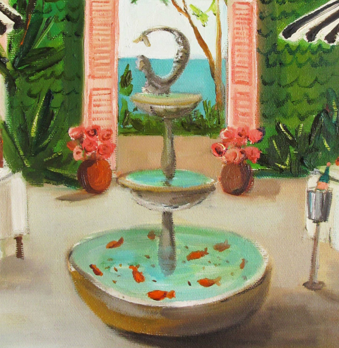 JANET HILL STUDIO - Douze jours à l'hôtel Penny Fontaine Jour 12 Impression d'art - 8,5 x 11