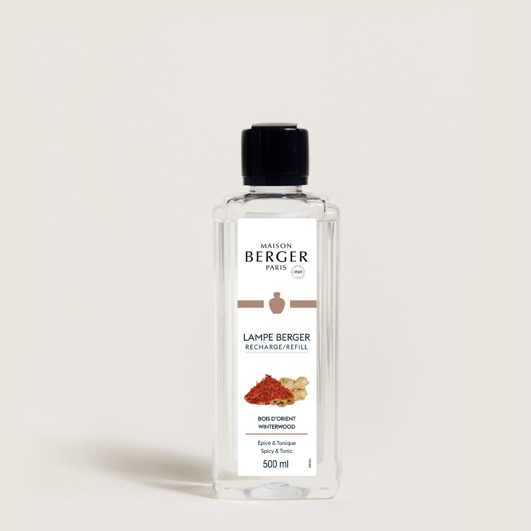 Maison Berger Paris refill bottle on a light beige background