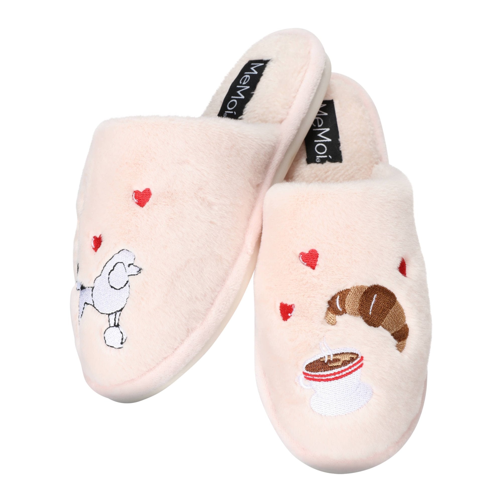Chaussons en peluche I Love Paris pour femme : Blush pâle / L 9-10
