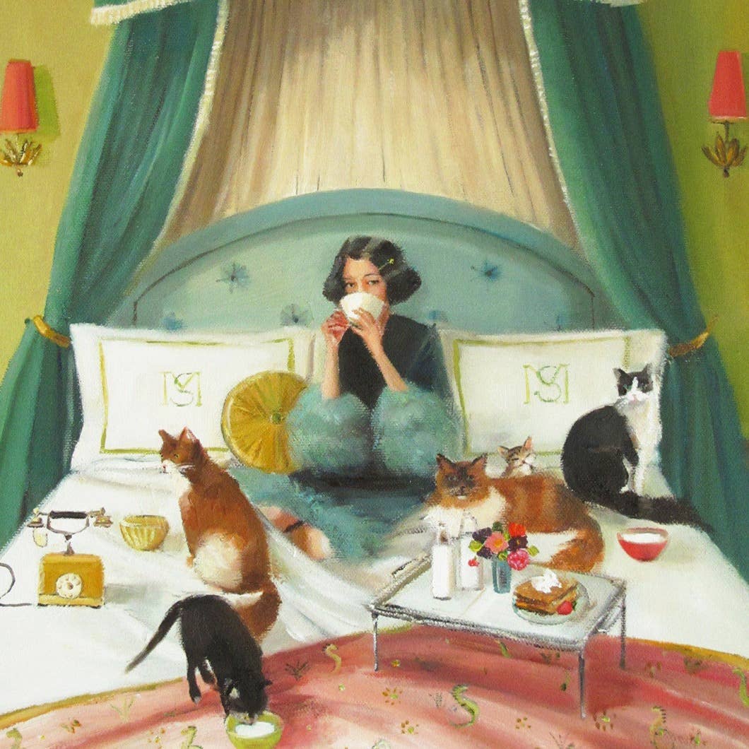 Janet Hill Studio - Mademoiselle Mink Breakfasts In Bed Art Print