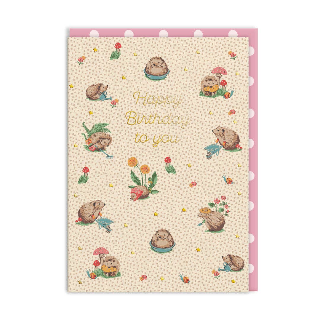 Cath Kidston - Hedgehogs Happy Birthday Card
