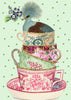 Hand Glittered Teacup Greeting Card