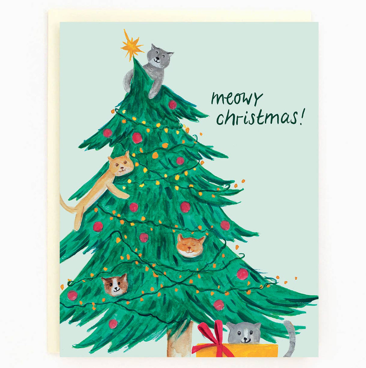 Holiday Cats in Tree Card