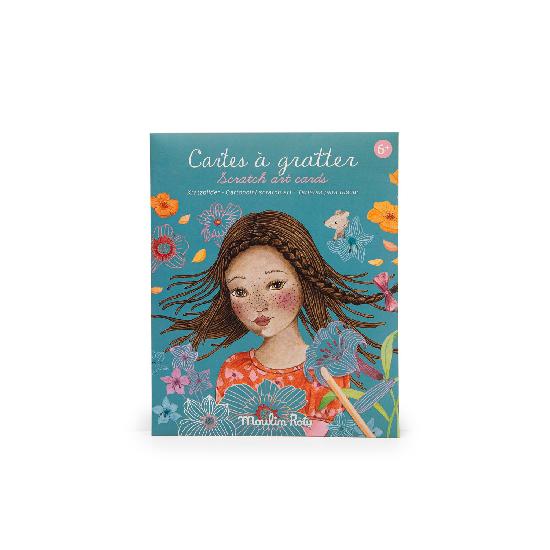 Scratch sheets in package with a girl illustration on a blue background