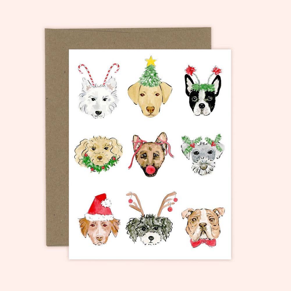 Merry Dogs Christmas Holiday Greeting Card