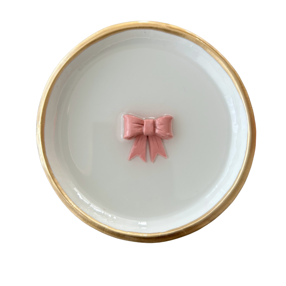 YFL Art & Home Decor - Pink Bow Ring Dish - Ring Dish
