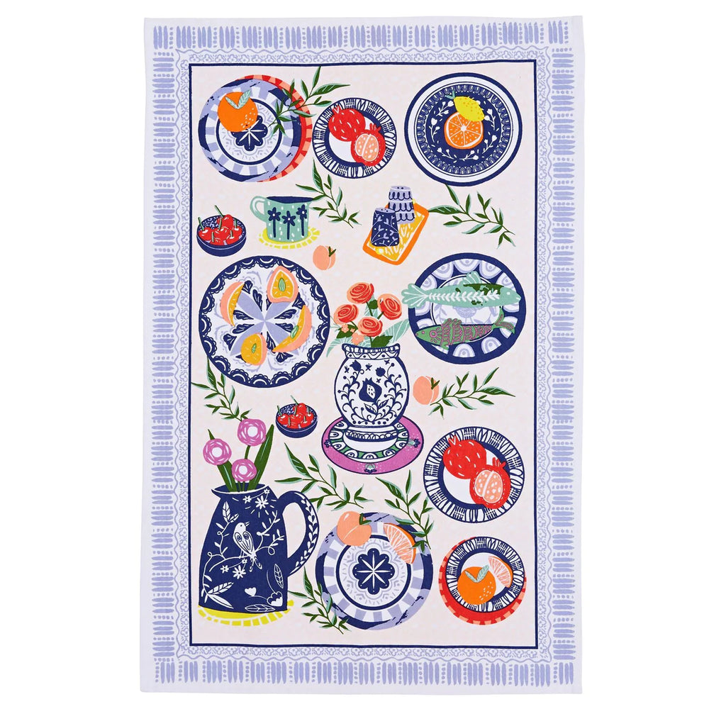 Mediterranean Plates Tea Towel