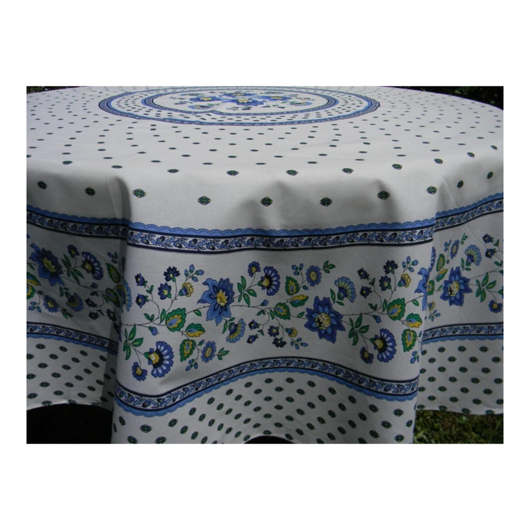Round tablecloth with floral pattern on a white background