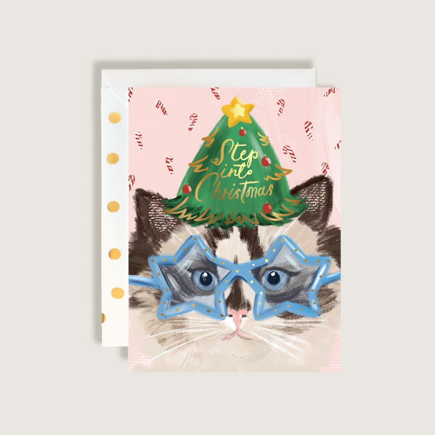 The First Snow - Step into Christmas Elton Cat Greeting Card