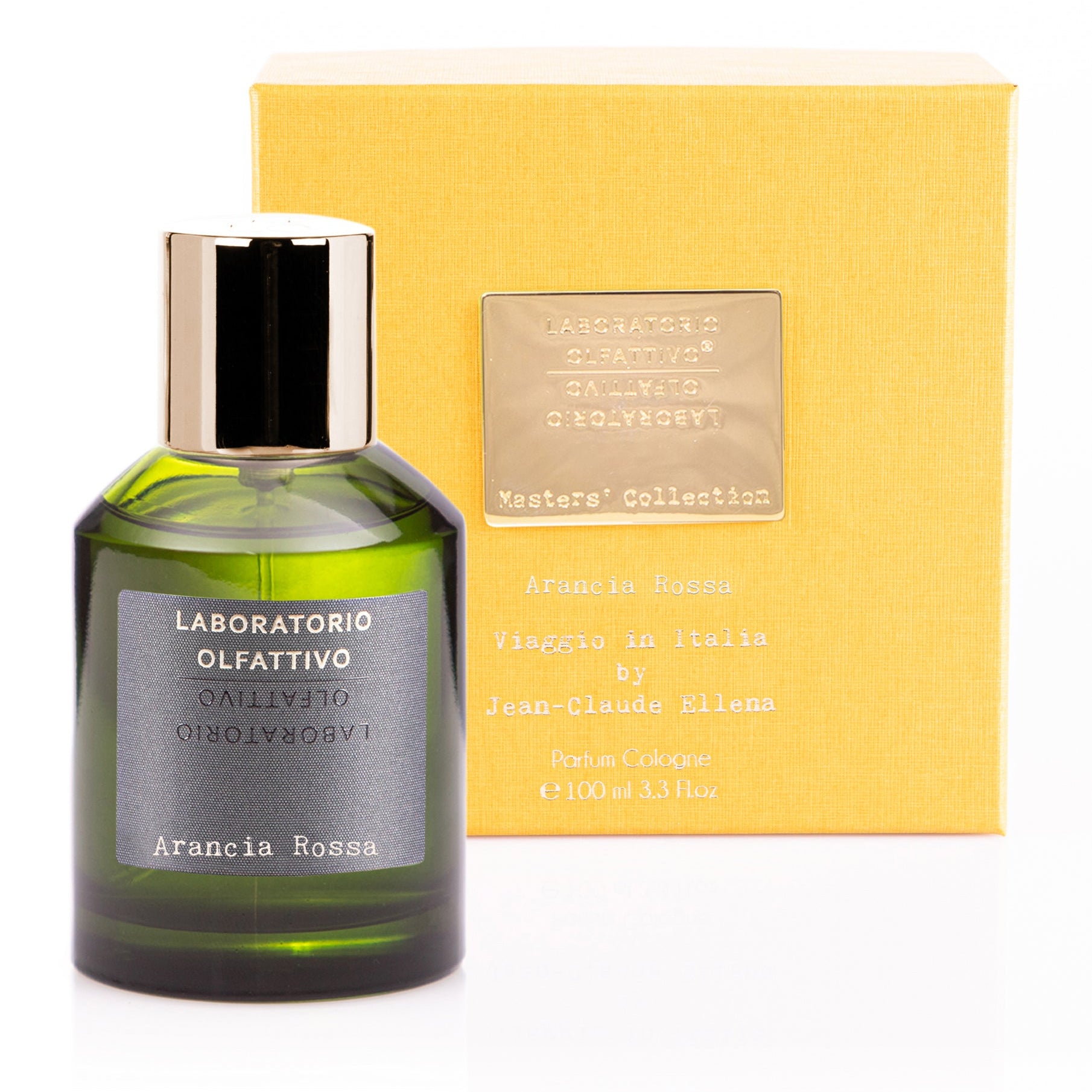 A green bottle of Arancia Rossa cologne by Laboratorio Olfattivo.