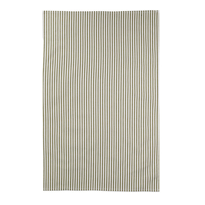 Striped pattern tea towel on a white background
