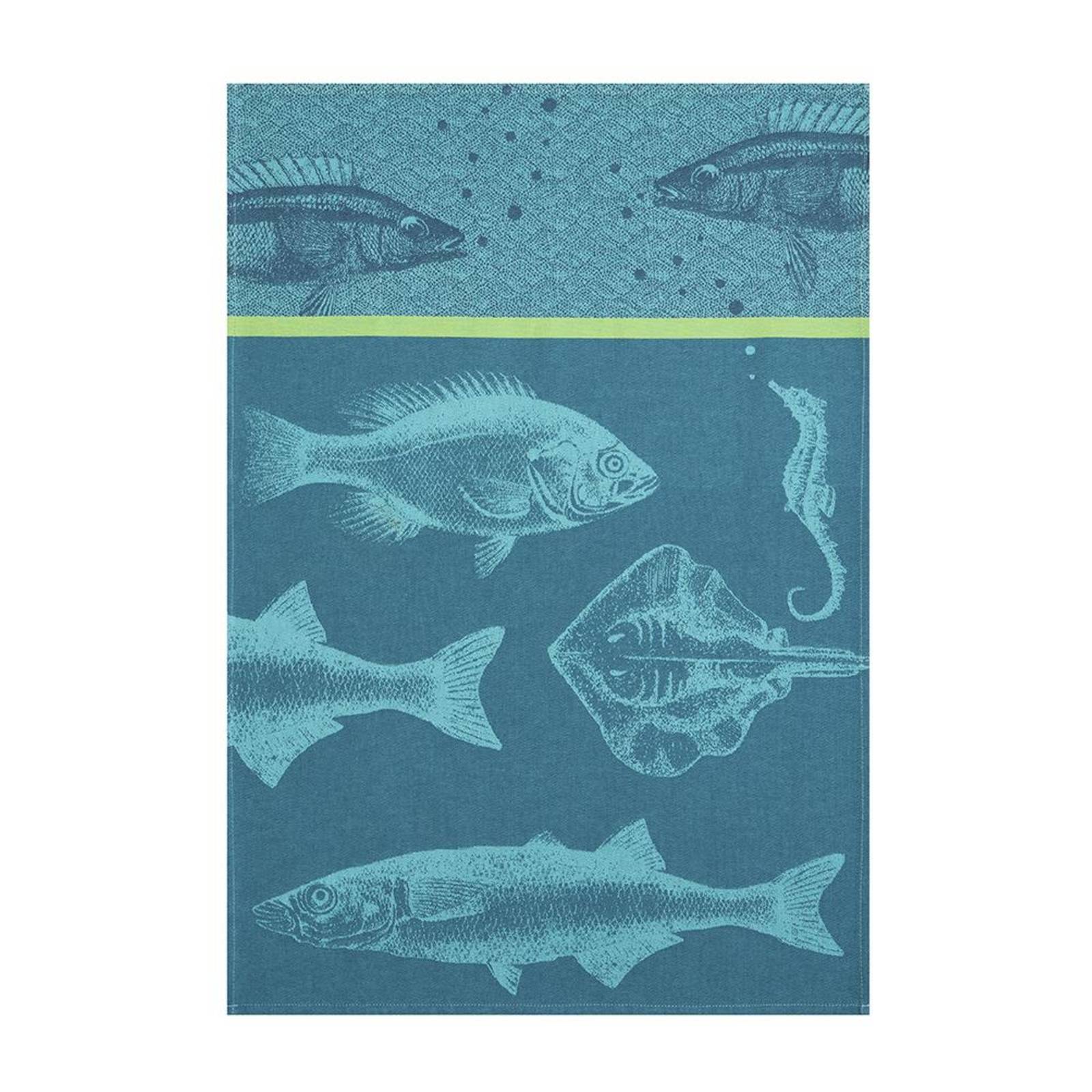 Coucke - Banc de Poissons Blue Tea Towel