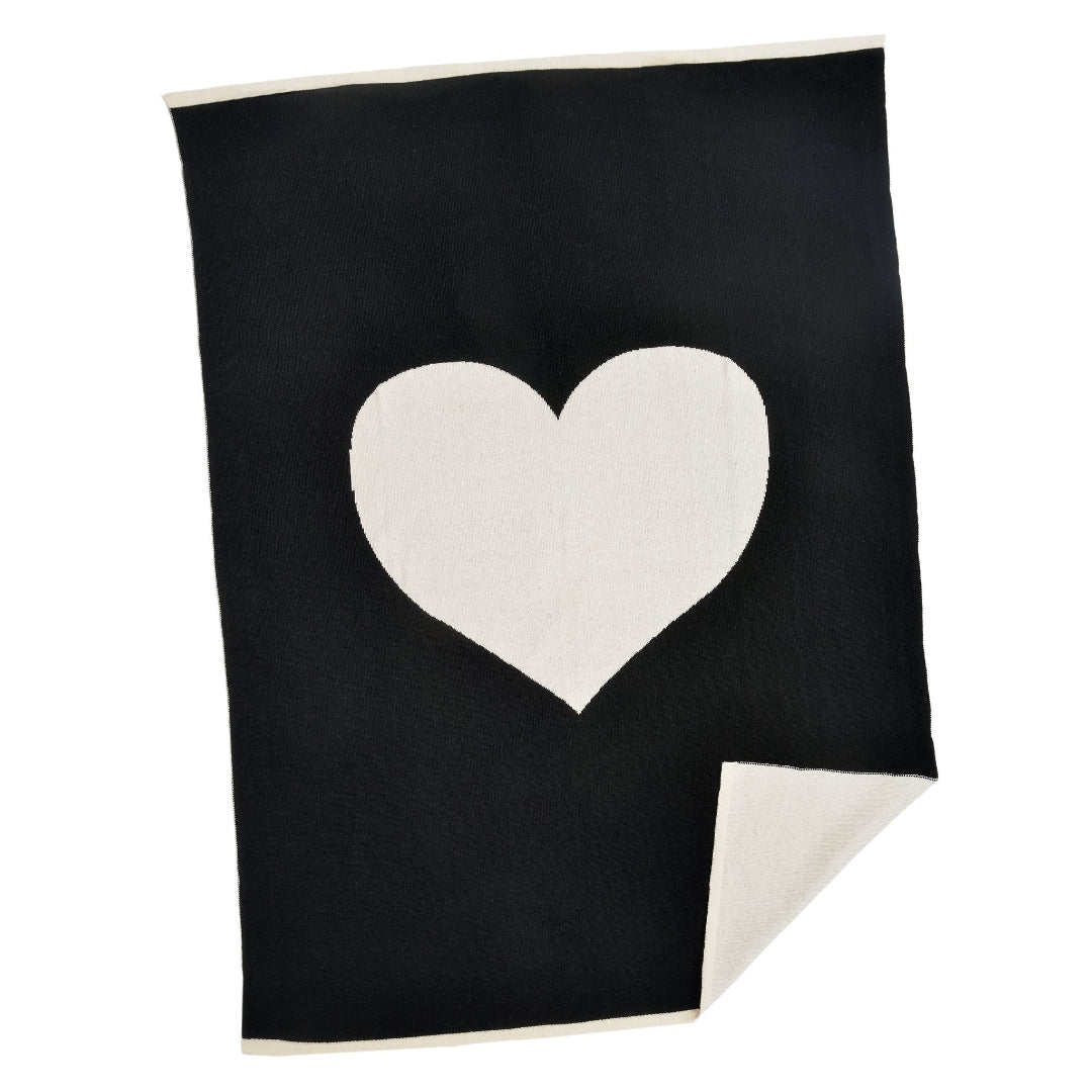 Elisa Heart Baby Blanket - Black
