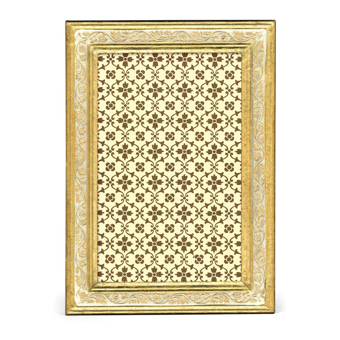 Decorative gold frame with intricate patterns on a white background