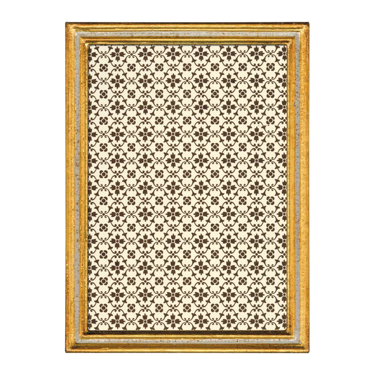 Decorative wall art with a gold frame and intricate pattern on a white background