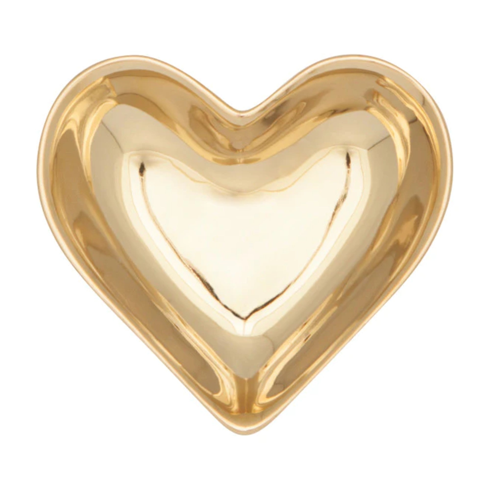 Gold heart-shaped object on a white background