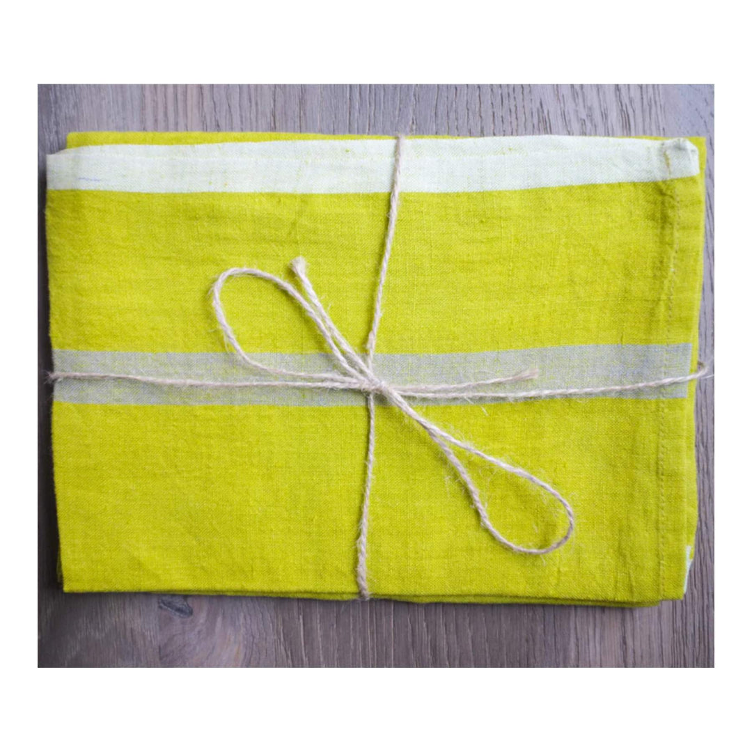 Laundered Linen Lime/Grey Tea Towel