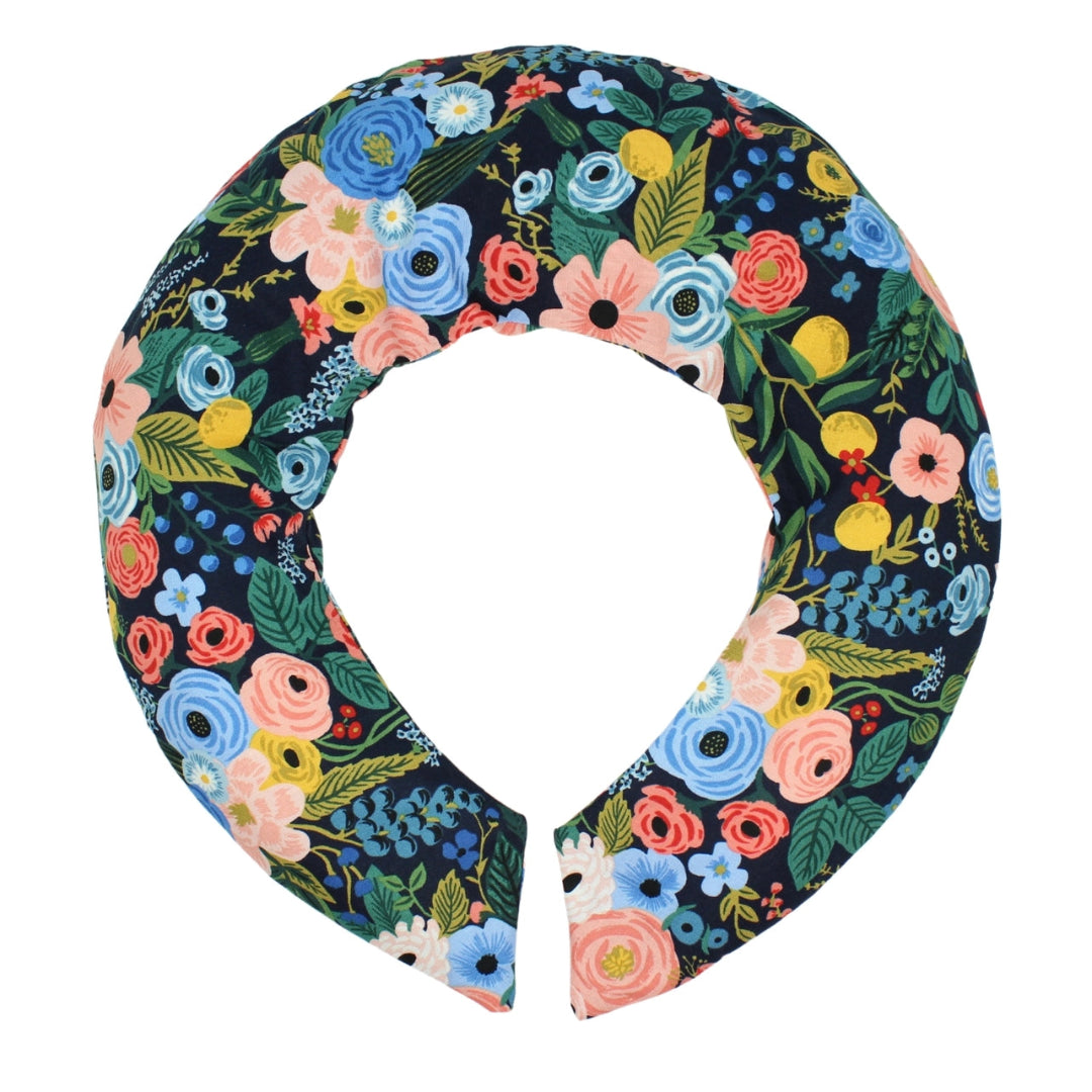 Cache-cou fleuri bleu marine