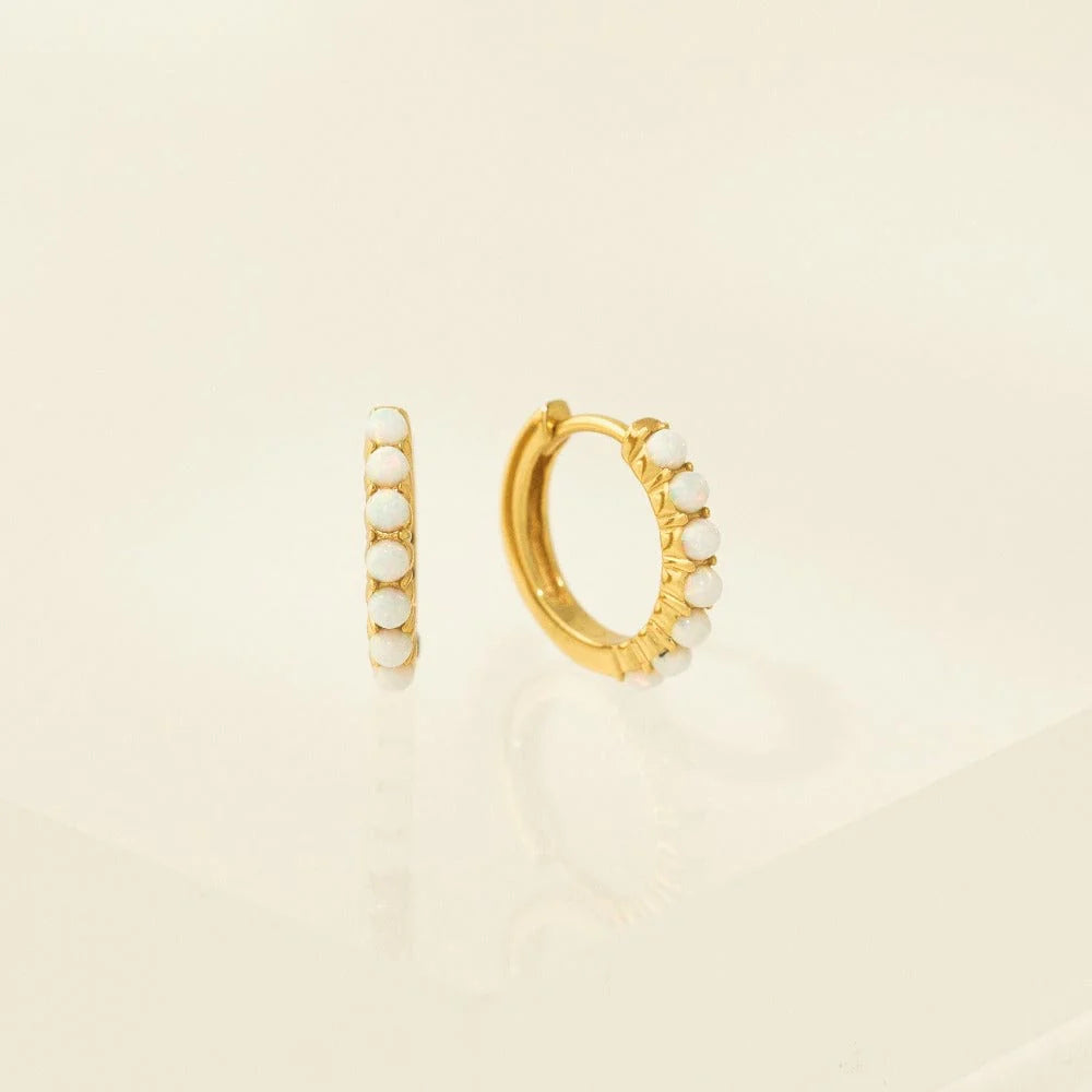 Opal 15mm Hoop Earrings