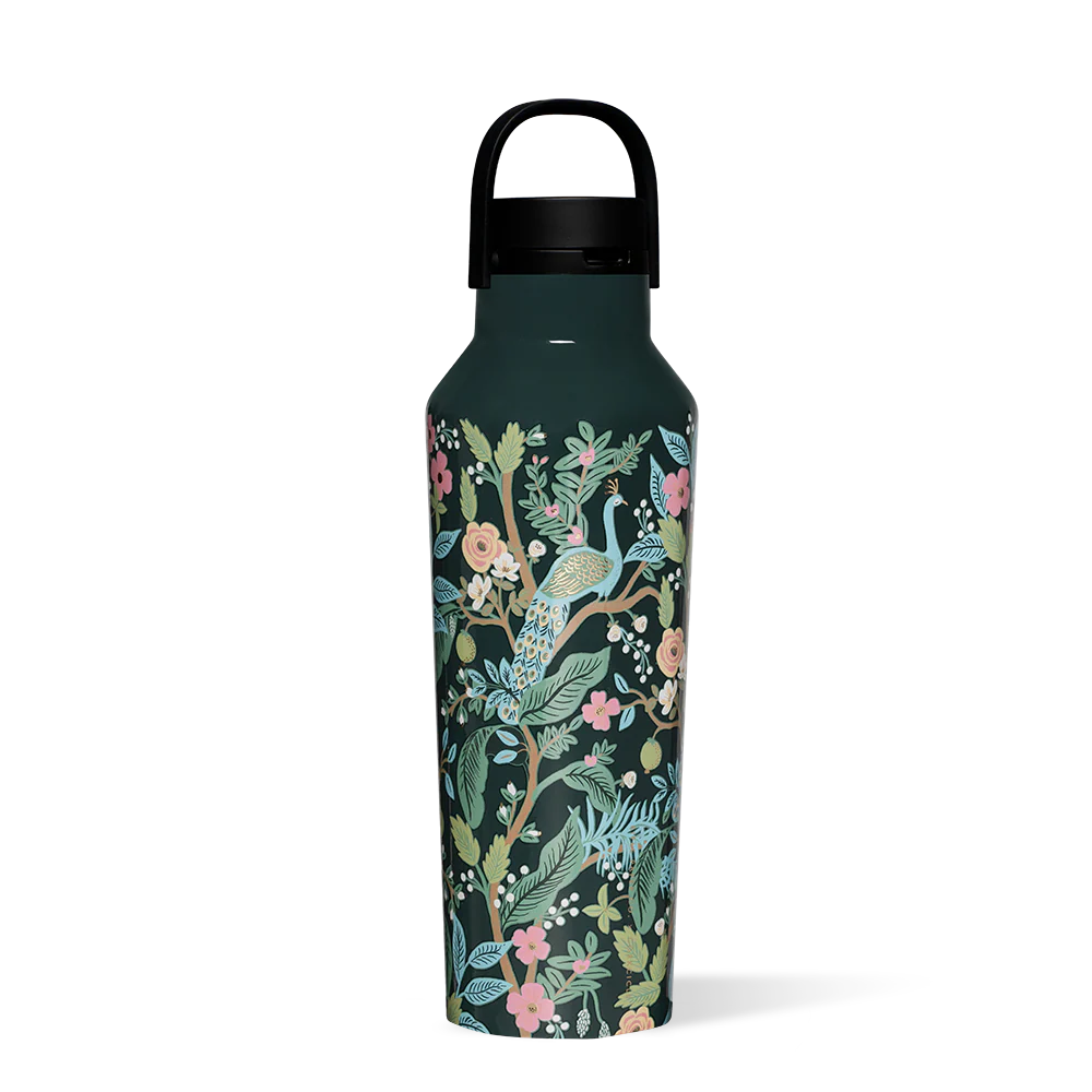 Corkcicle - Rifle Paper Canteen Peacock Blue