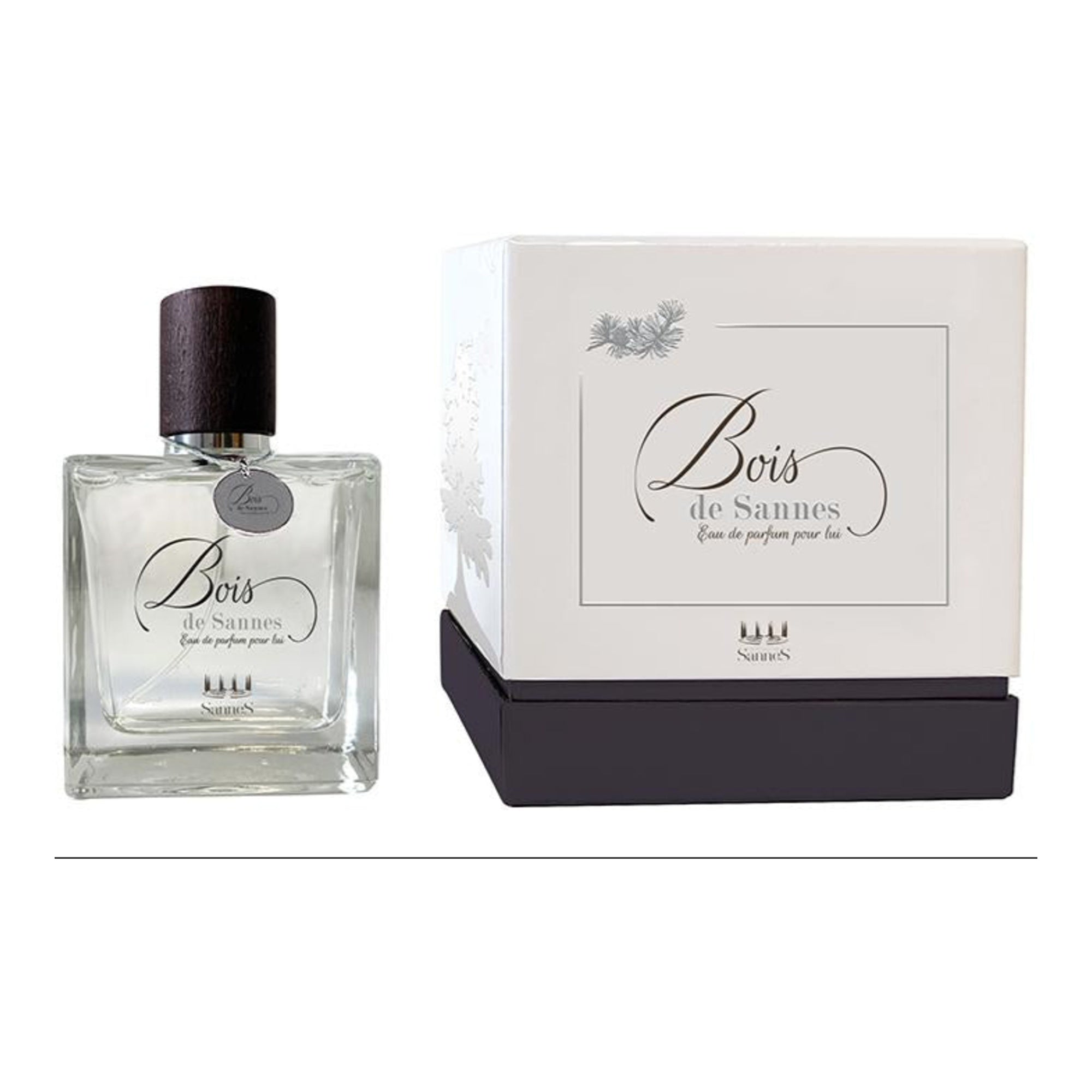 Bois de Sannes perfume bottle and packaging on a white background