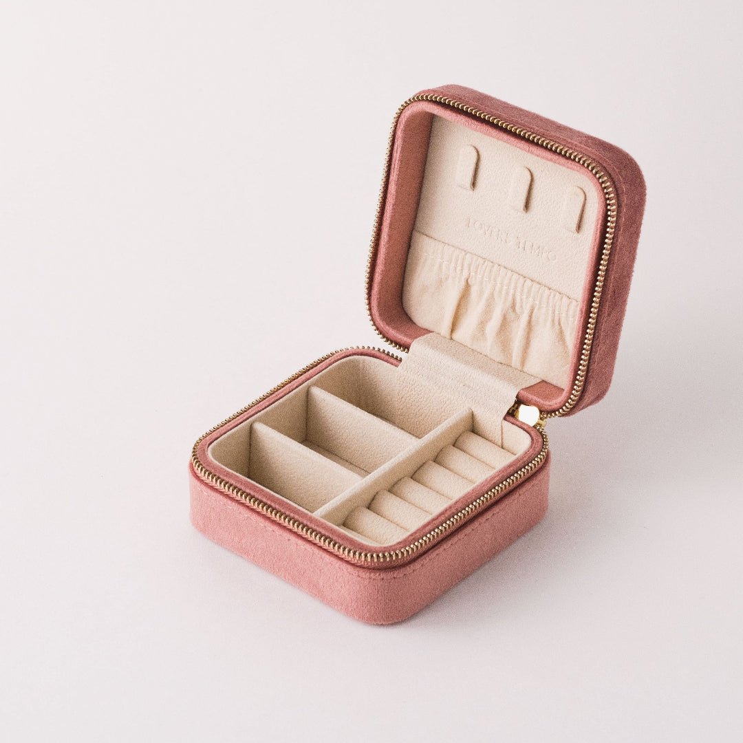 Trousse de voyage carrée Bon Voyage en quartz rose