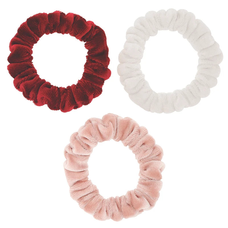 Small Velvet Scrunchies - Pink + Red