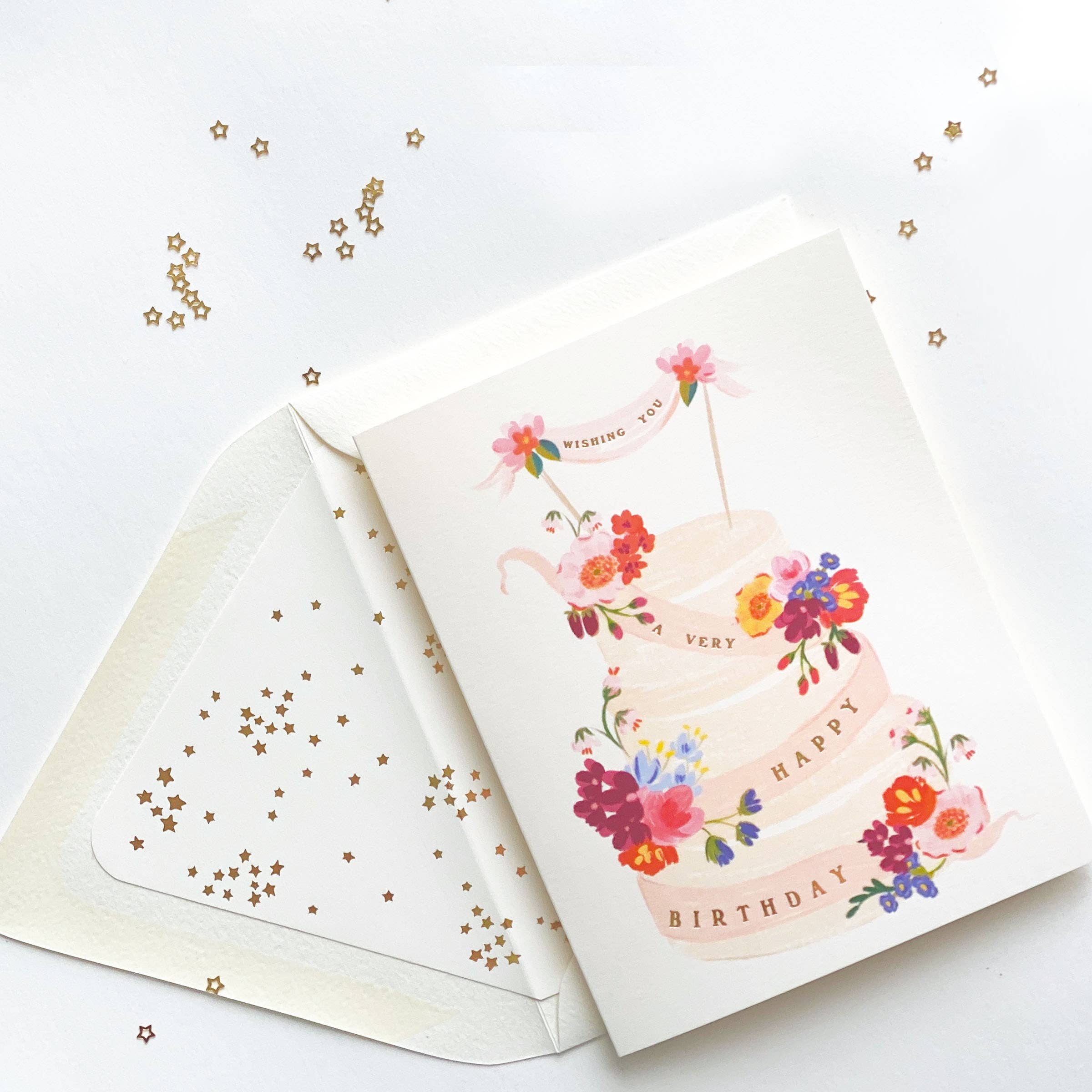 Carte de vœux avec un gâteau d'anniversaire