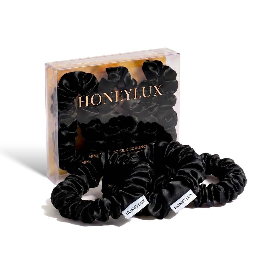 HoneyLux - Lot de Mini Chouchous en Soie - Noir