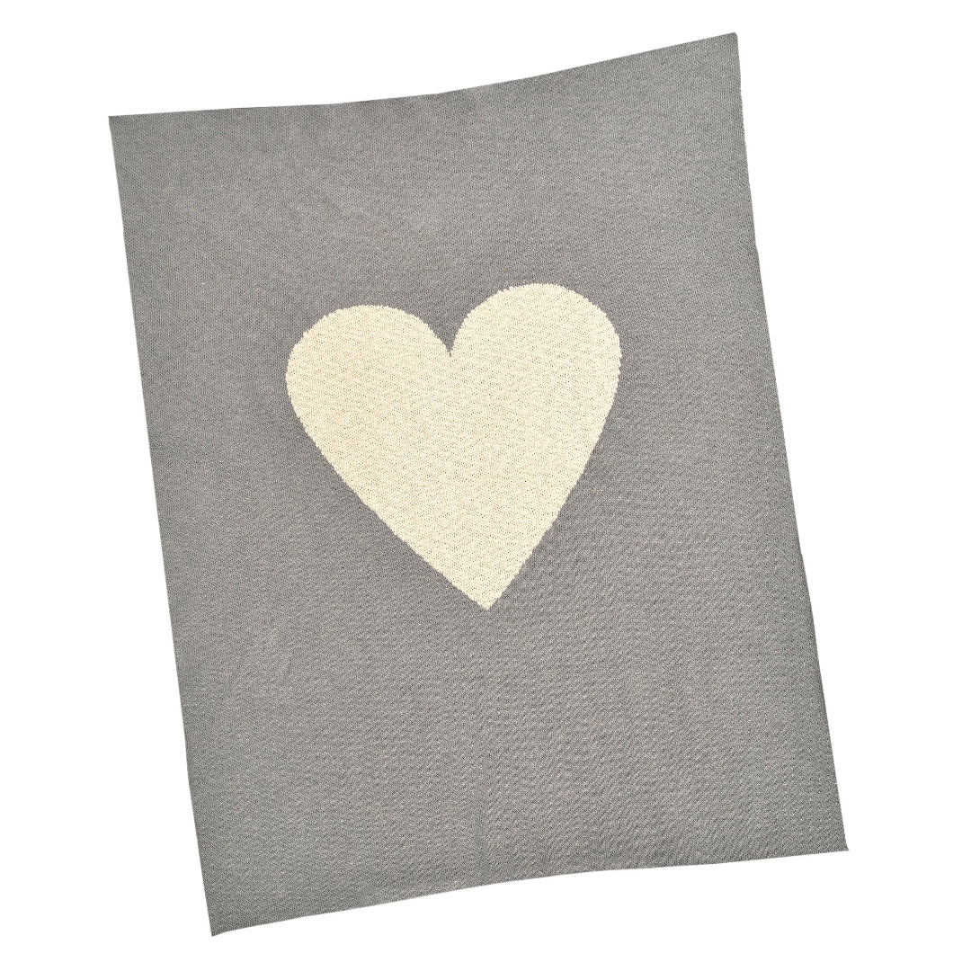 Charlotte Heart Baby Blanket - Grey