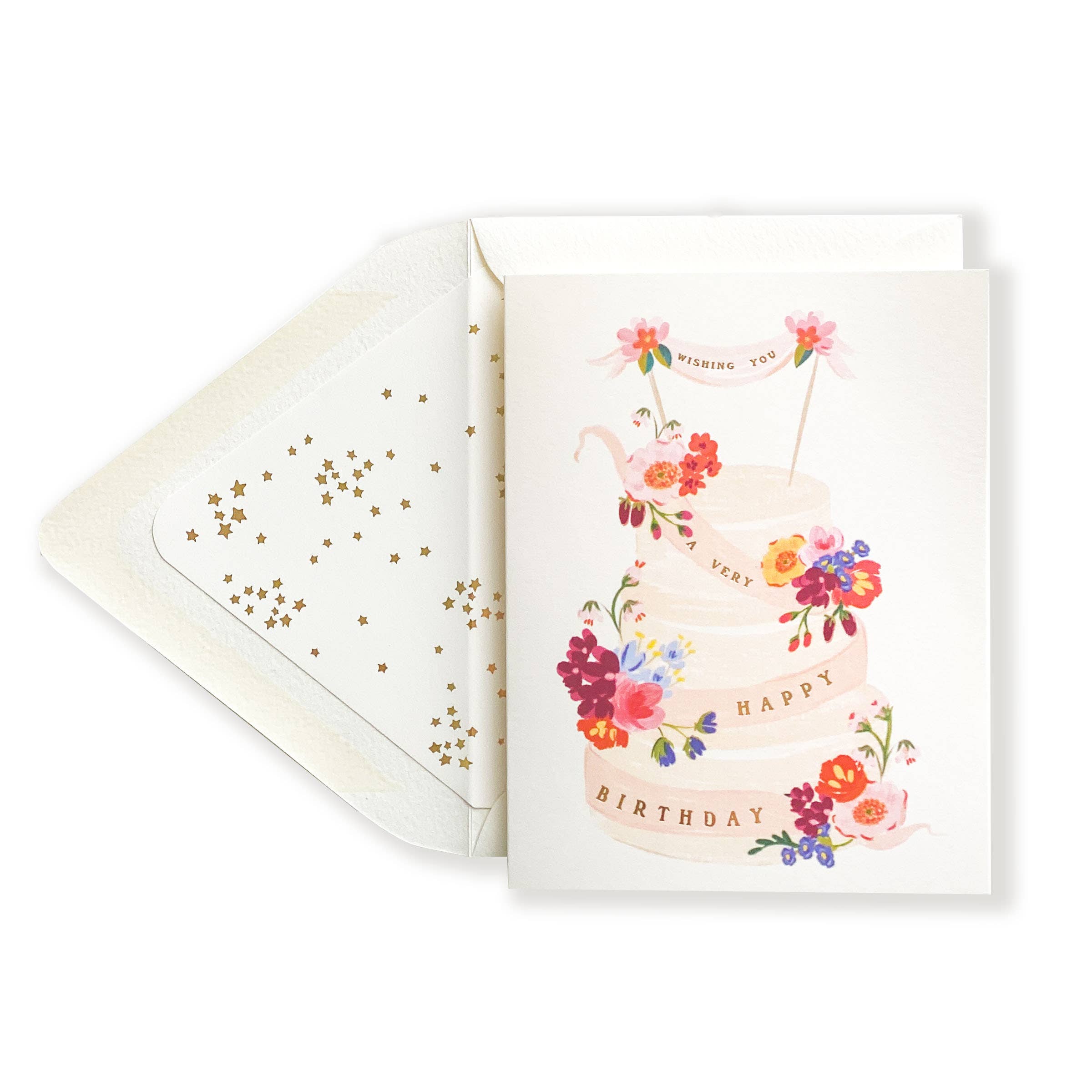Carte de vœux avec un gâteau d'anniversaire