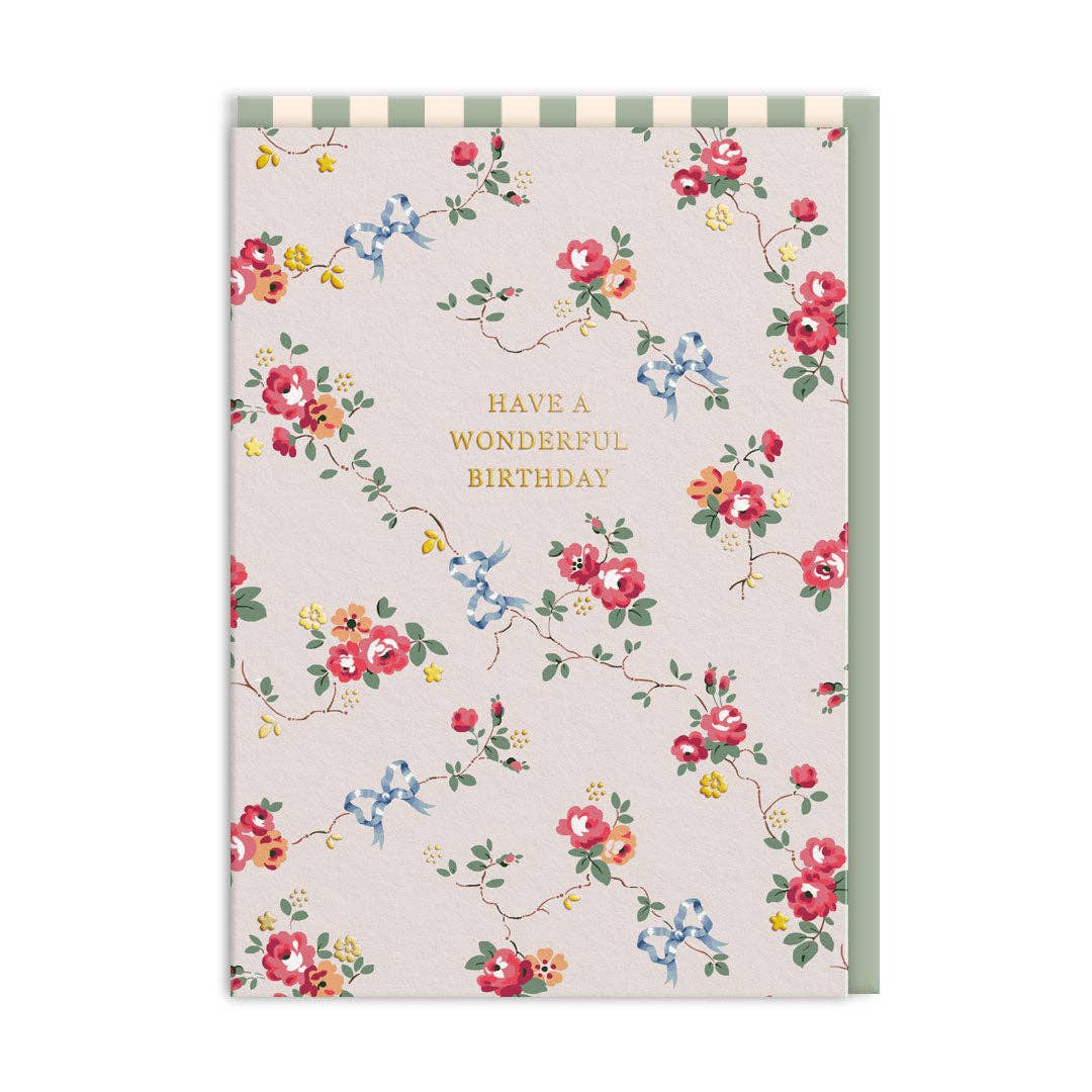 Cath Kidston Bows And Roses Wonderful Birthday Card