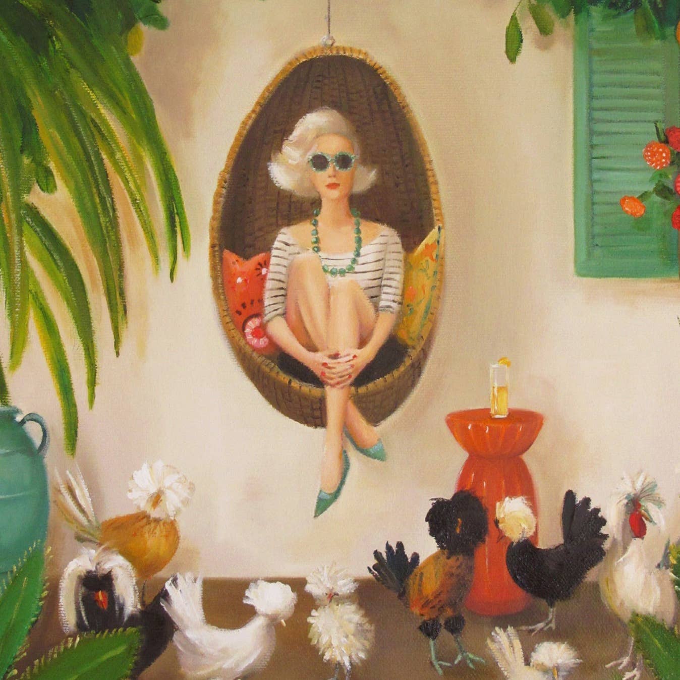 Janet Hill Studio - Extraordinary Chickens Art Print