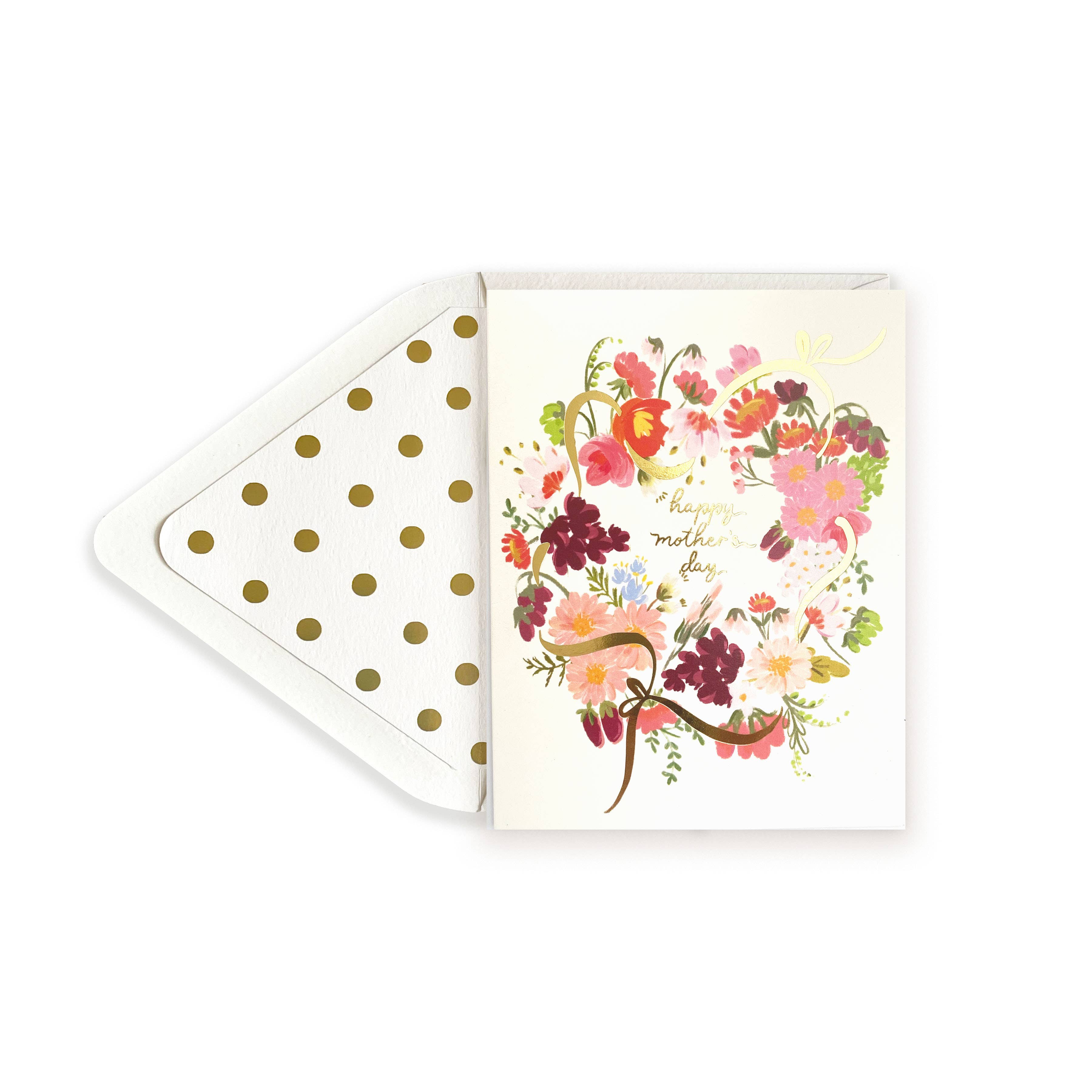 Carte de vœux pour la fête des mères avec couronne de fleurs de printemps