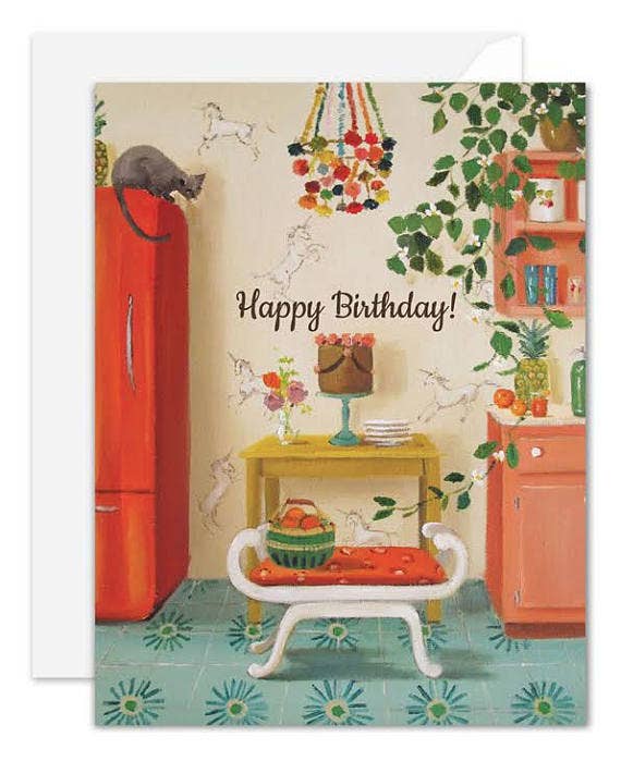 Unicorn Wallpaper Birthday Card