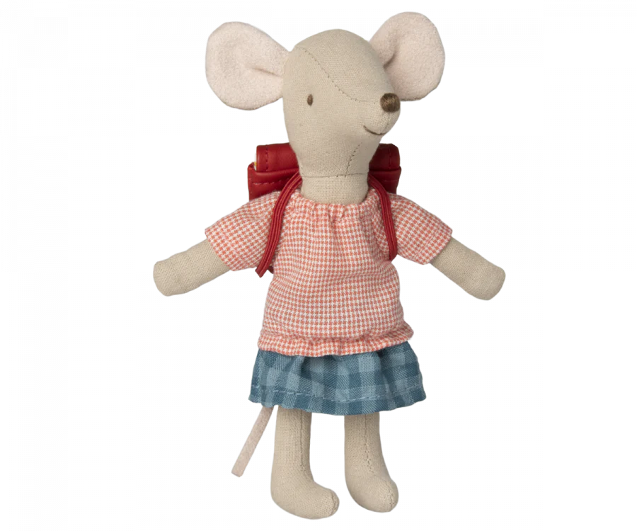 Maileg Big Sister Mouse with Backpack - Red