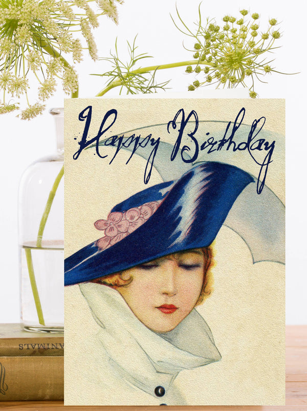 Woman in White Birthday Card