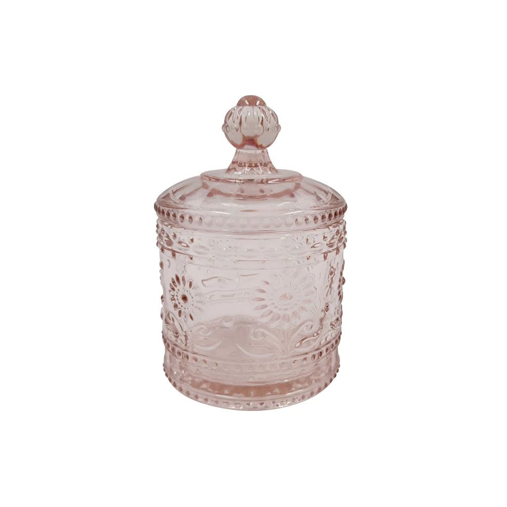 Pink Pattern Glass Canister