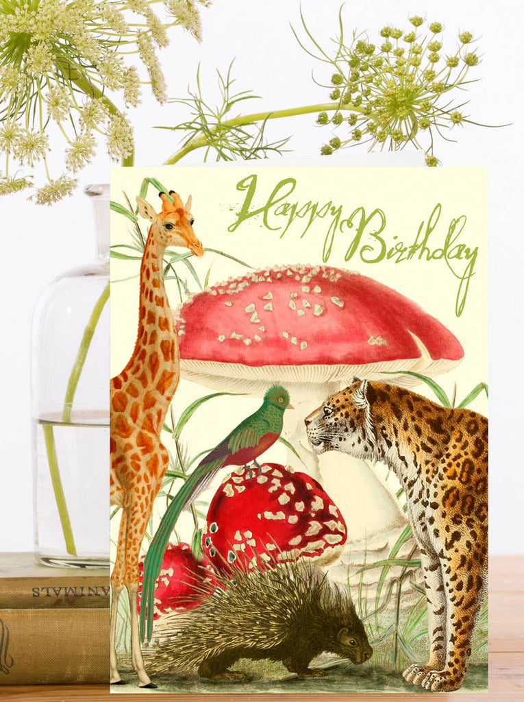 Animal & Mushroom Birthday Card
