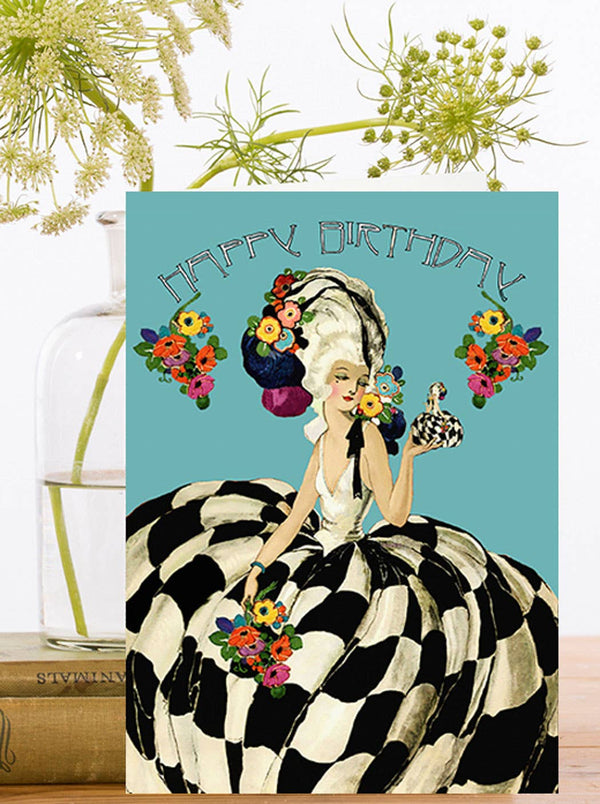 Happy Birthday Checker Dress Card - Belle De Provence