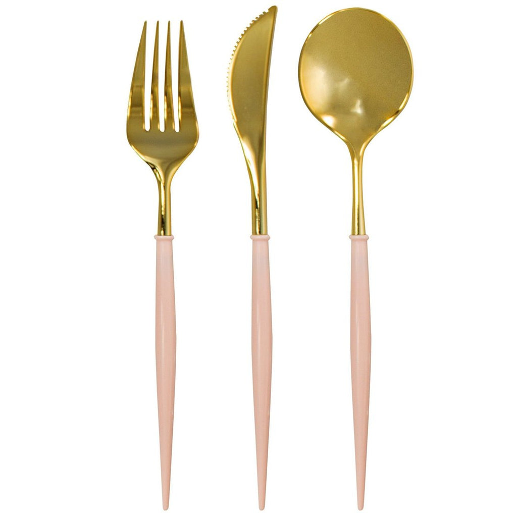 Blush & Gold Plastic Cutlery - Belle De Provence