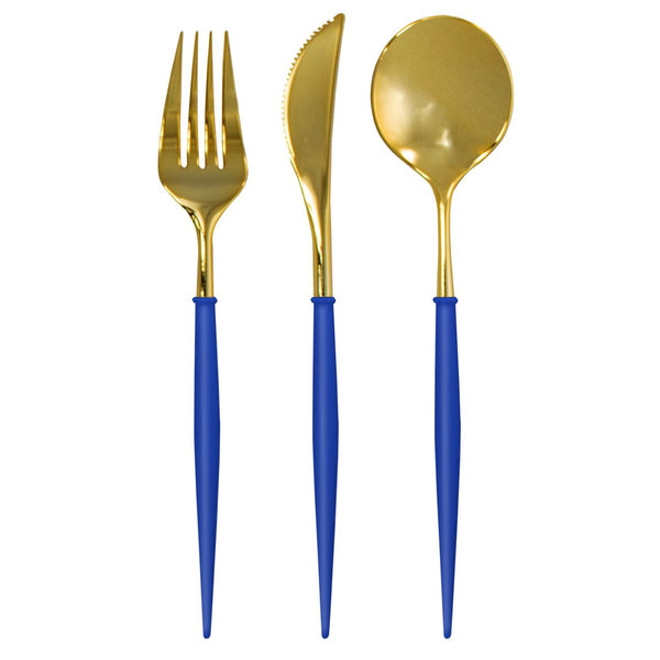 Blue & Gold Plastic Cutlery - Belle De Provence
