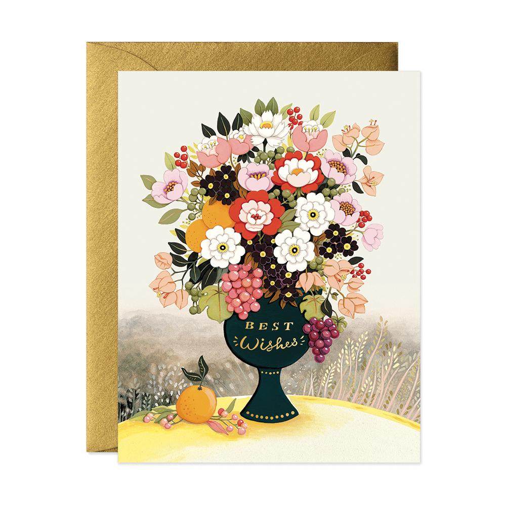 Best Wishes Flowers Card - Belle De Provence