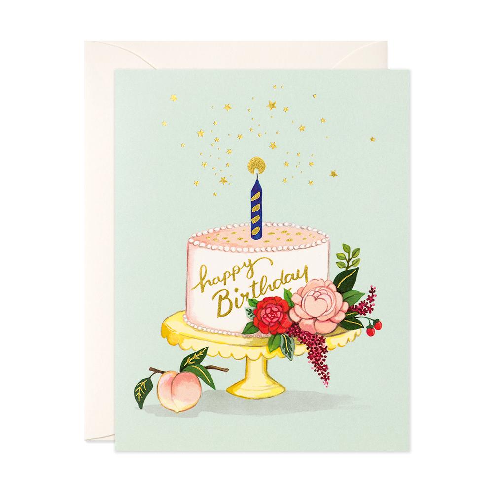 Peach Cake Birthday Card - Belle De Provence