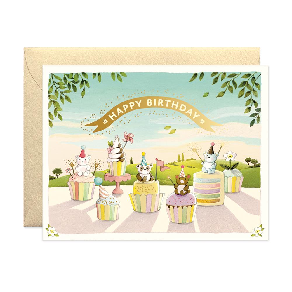 Cupcake Bears Birthday Card - Belle De Provence